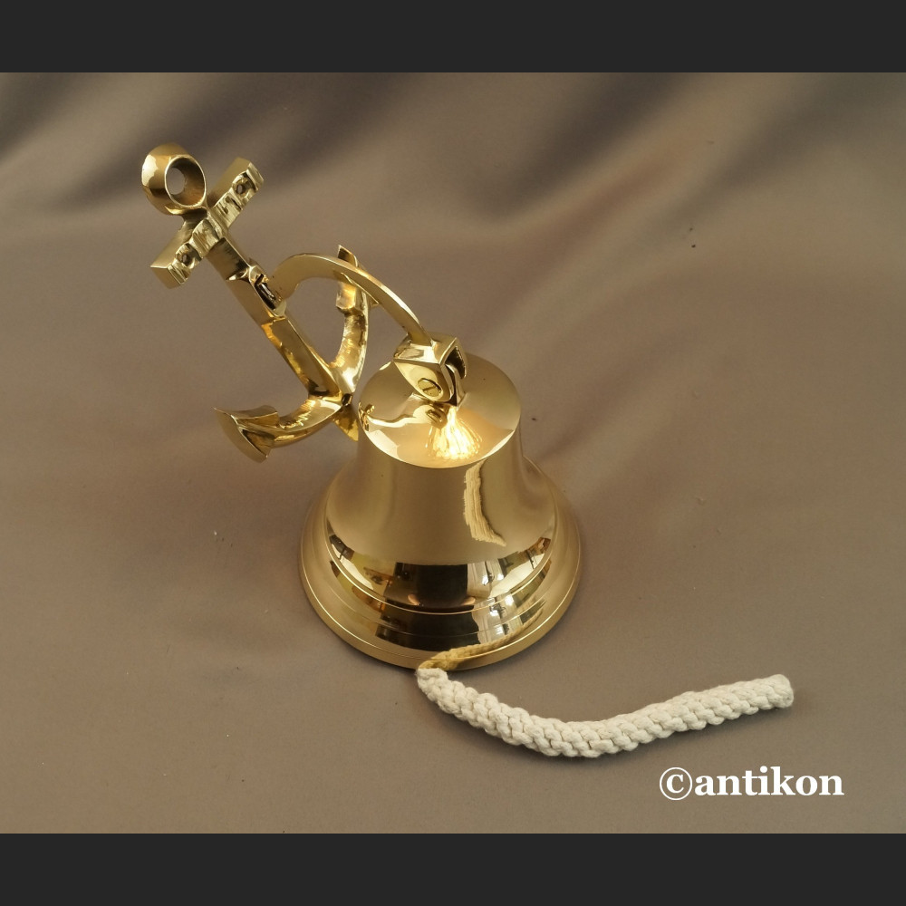 Żeglarski dzwon mosiężny z kotwicą Żeglarski dzwon mosiężny z kotwicą