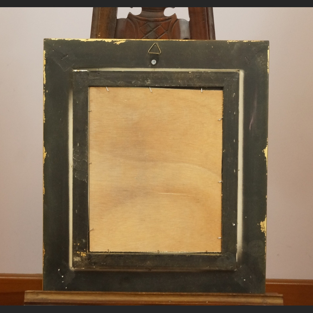 Miniatury z kwiatami w złotej ramie para obrazów 