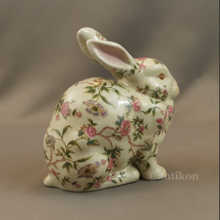 Zając z porcelany malowany w kwiaty 