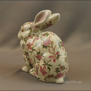 Zając z porcelany malowany w kwiaty Zając z porcelany malowany w kwiaty