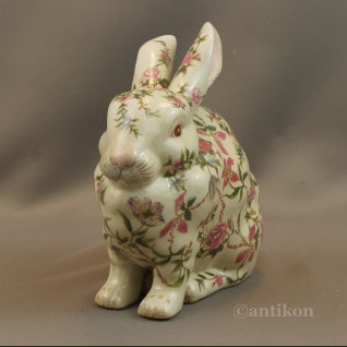 Zając z porcelany malowany w kwiaty Zając z porcelany malowany w kwiaty