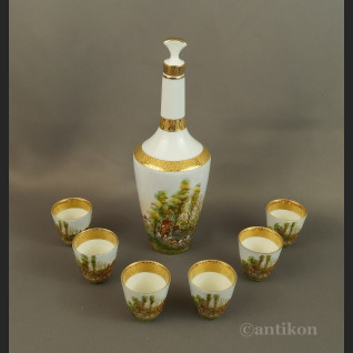 Myśliwska karafka z porcelany Francja antyki  Myśliwska karafka z porcelany Francja antyki