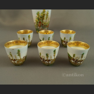 Myśliwska karafka z porcelany Francja antyki  Myśliwska karafka z porcelany Francja antyki