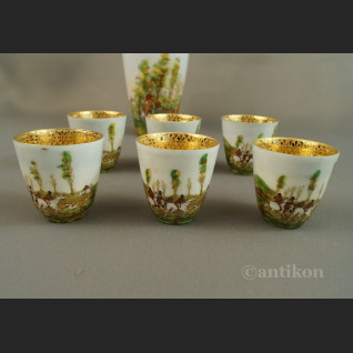 Myśliwska karafka z porcelany Francja antyki  Myśliwska karafka z porcelany Francja antyki