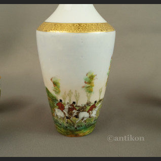 Myśliwska karafka z porcelany Francja antyki  Myśliwska karafka z porcelany Francja antyki