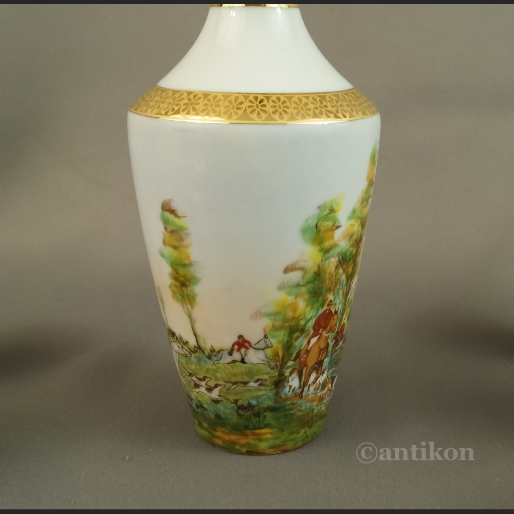 Myśliwska karafka z porcelany Francja antyki  Myśliwska karafka z porcelany Francja antyki