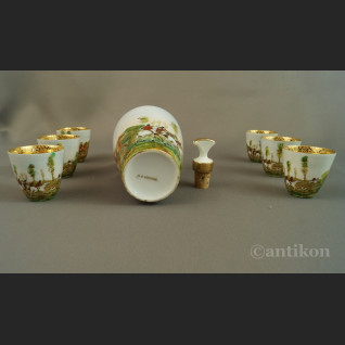 Myśliwska karafka z porcelany Francja antyki  Myśliwska karafka z porcelany Francja antyki