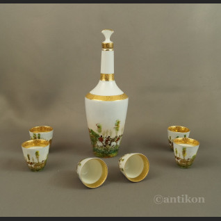 Myśliwska karafka z porcelany Francja antyki  Myśliwska karafka z porcelany Francja antyki