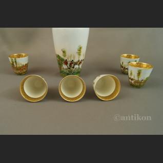Myśliwska karafka z porcelany Francja antyki  Myśliwska karafka z porcelany Francja antyki