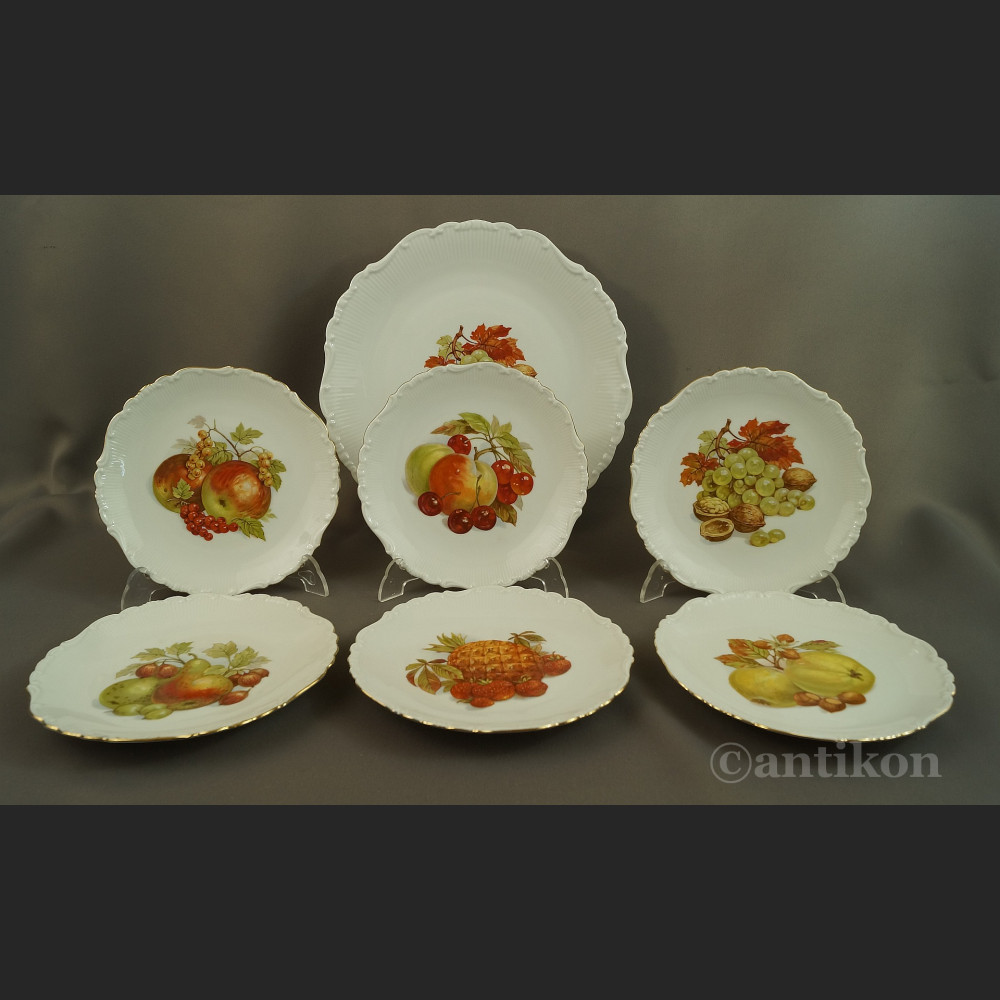 Talerze z owocami stara bawarska porcelana 