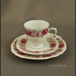 Trio porcelanowe z różami Bawaria 