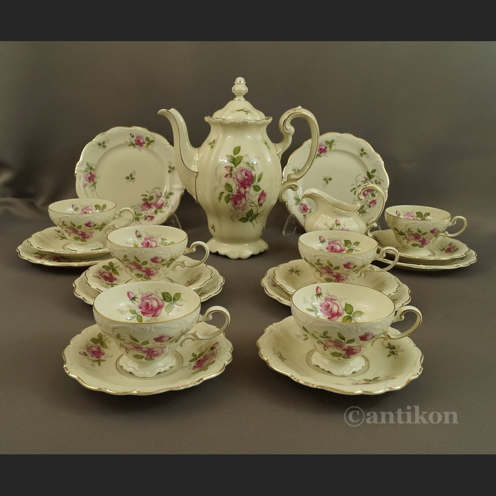 Rosenthal Pompadour serwis z różami do kawy 