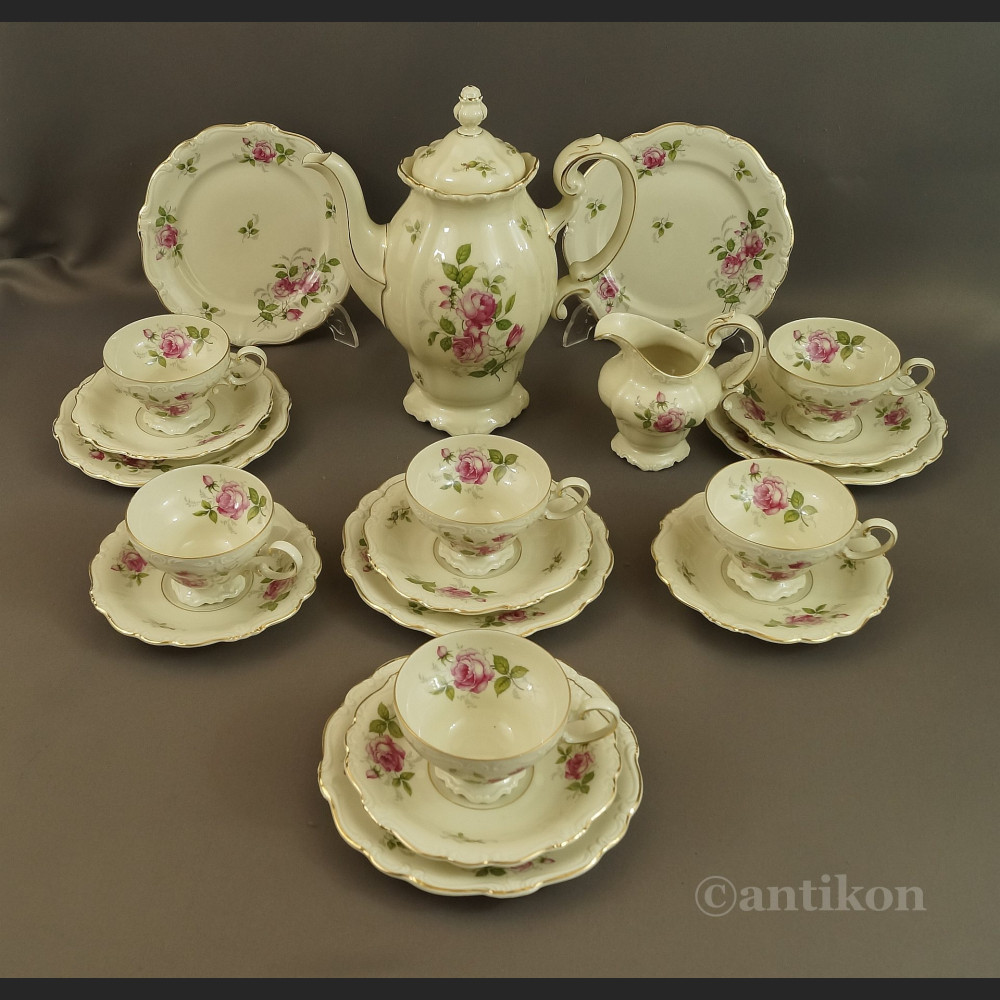 Rosenthal Pompadour serwis z różami do kawy 