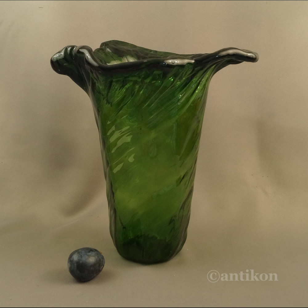 Wielki zielony wazon szkło artystyczne 