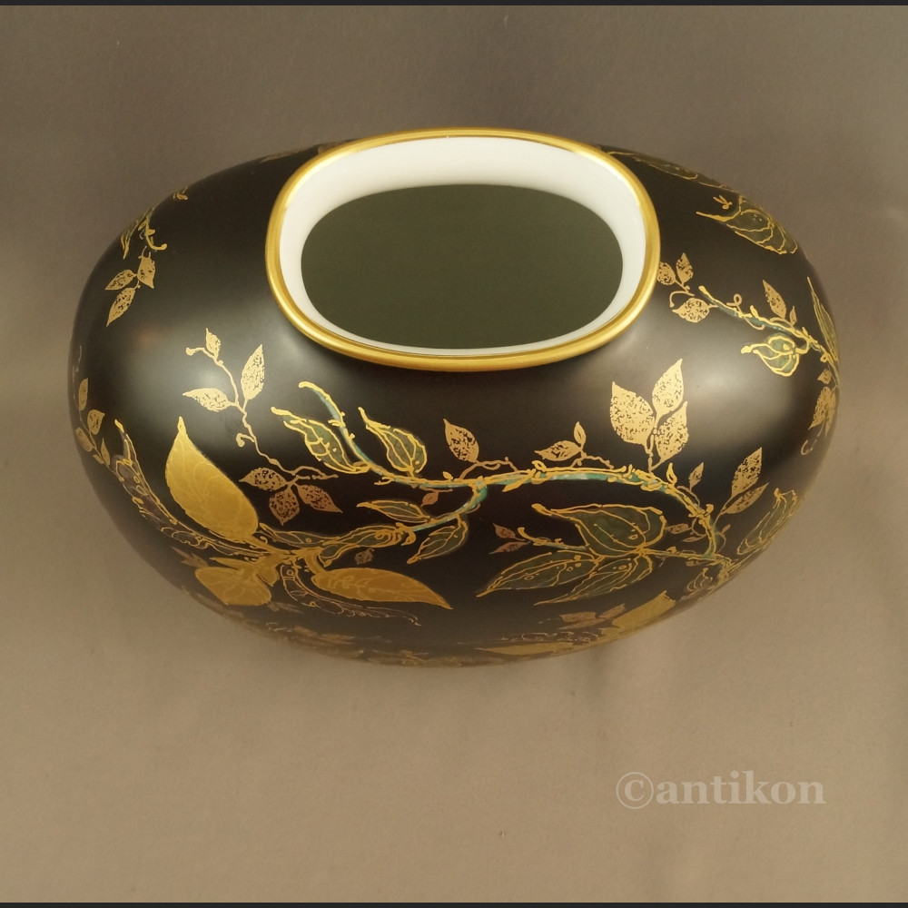Ręcznie malowany wazon Rosenthal czarno złoty Ręcznie malowany wazon Rosenthal czarno złoty