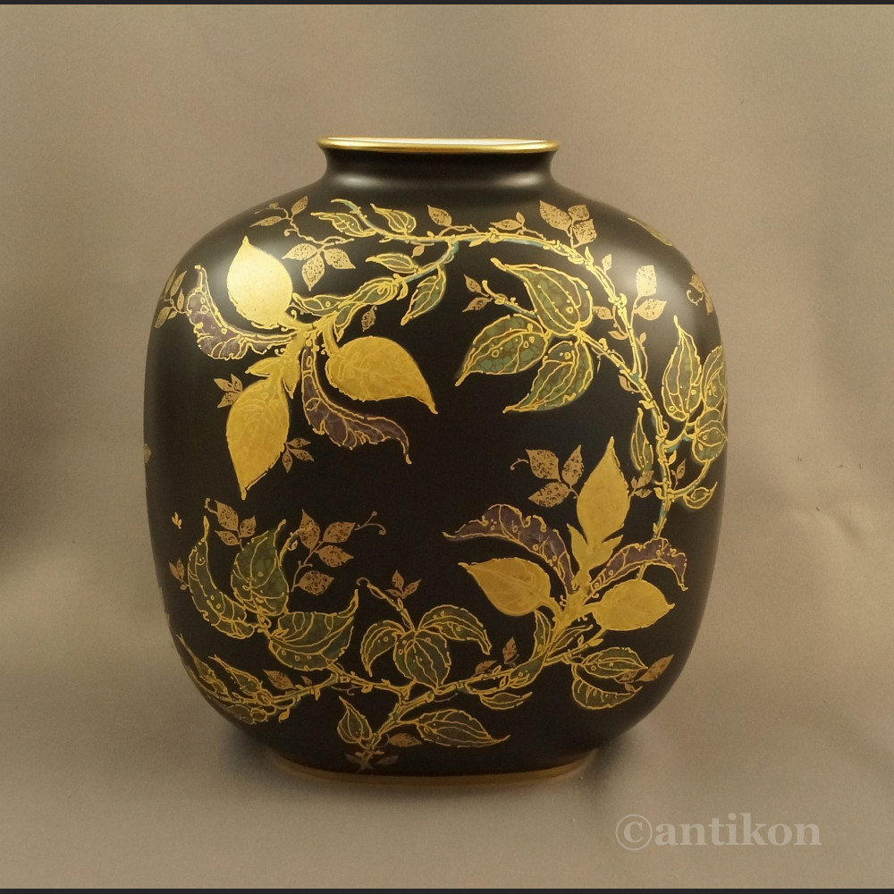 Ręcznie malowany wazon Rosenthal czarno złoty 