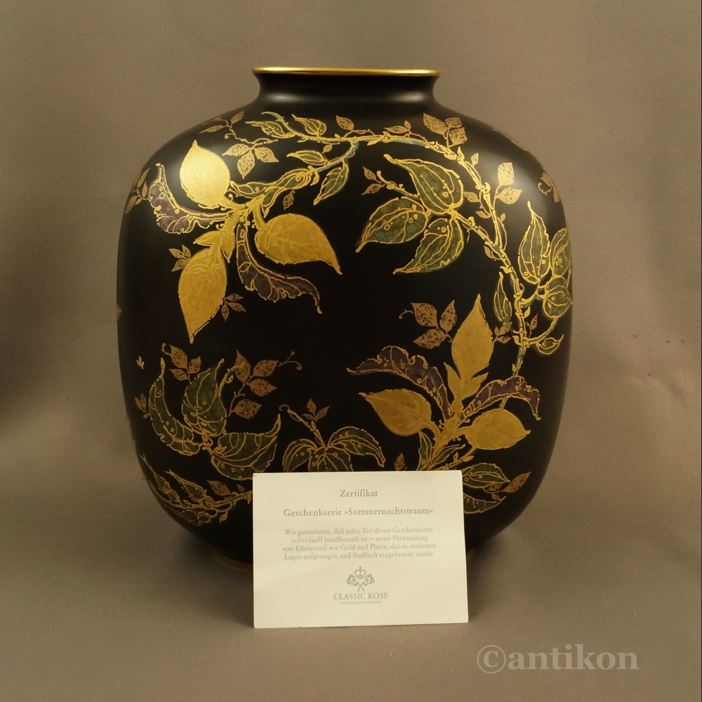 Ręcznie malowany wazon Rosenthal czarno złoty Ręcznie malowany wazon Rosenthal czarno złoty