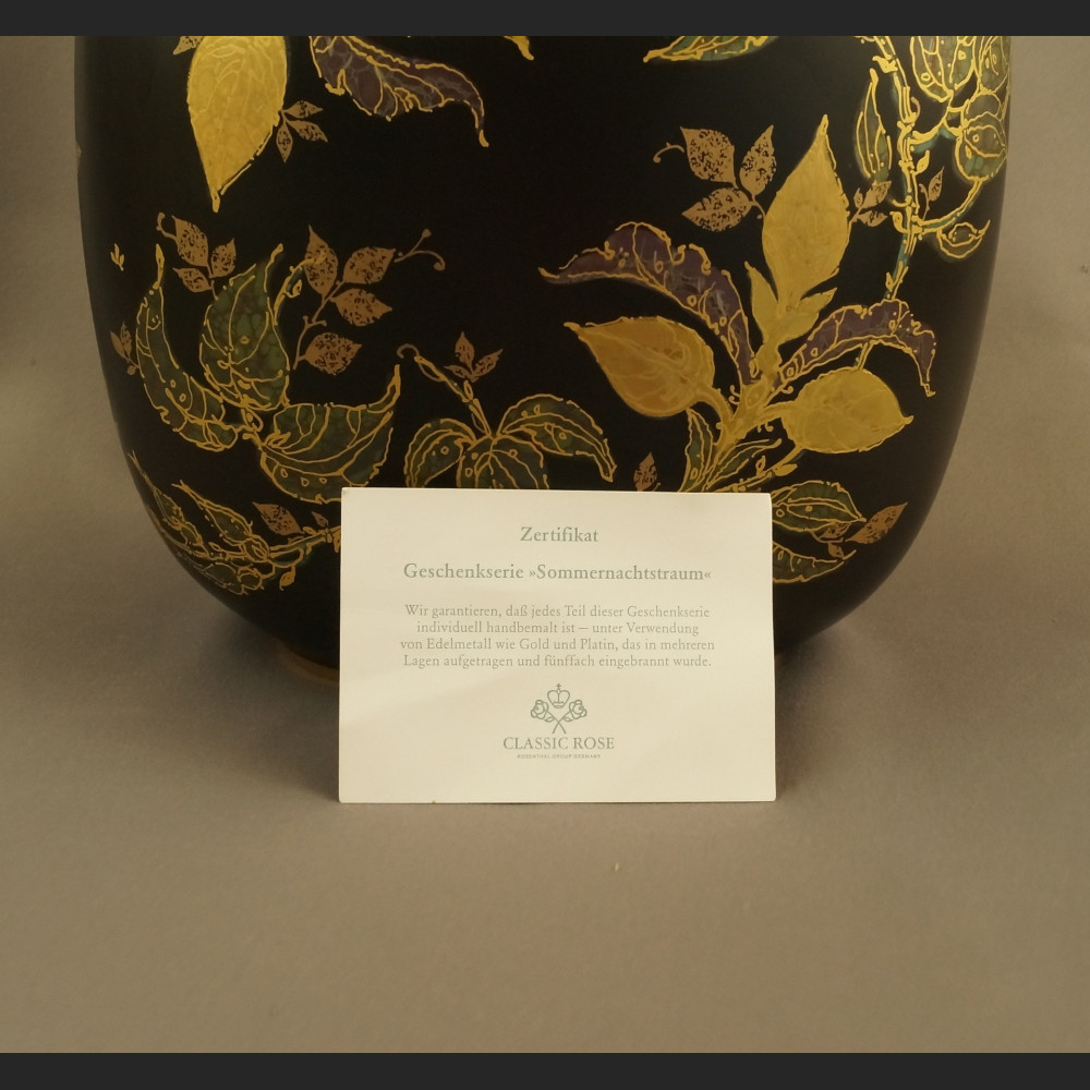 Ręcznie malowany wazon Rosenthal czarno złoty Ręcznie malowany wazon Rosenthal czarno złoty