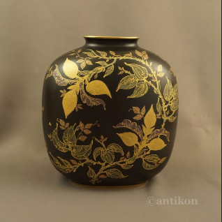 Ręcznie malowany wazon Rosenthal czarno złoty Ręcznie malowany wazon Rosenthal czarno złoty