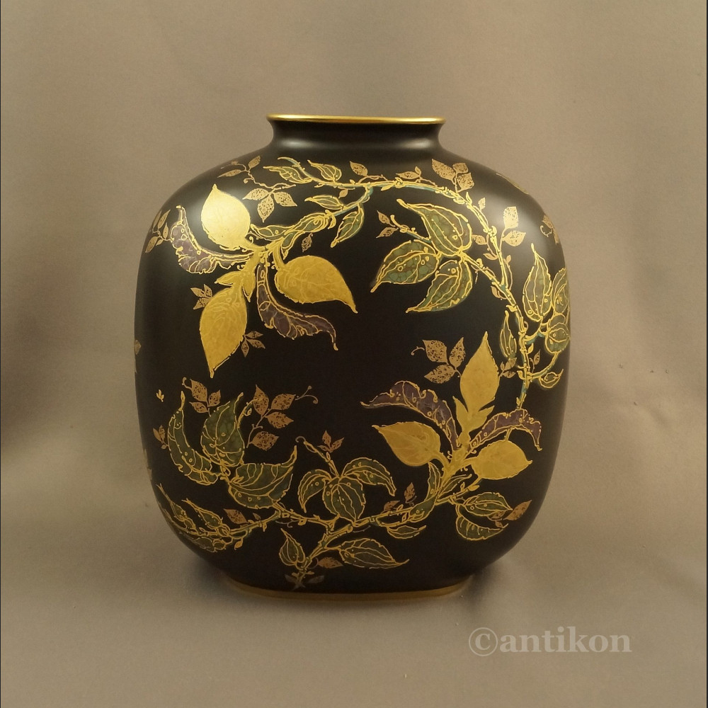 Ręcznie malowany wazon Rosenthal czarno złoty Ręcznie malowany wazon Rosenthal czarno złoty