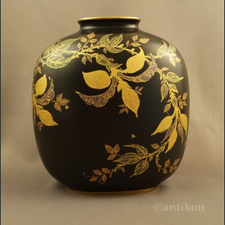 Ręcznie malowany wazon Rosenthal czarno złoty Ręcznie malowany wazon Rosenthal czarno złoty