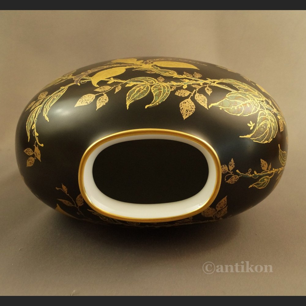 Ręcznie malowany wazon Rosenthal czarno złoty Ręcznie malowany wazon Rosenthal czarno złoty
