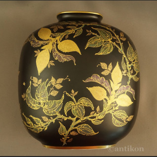 Ręcznie malowany wazon Rosenthal czarno złoty Ręcznie malowany wazon Rosenthal czarno złoty