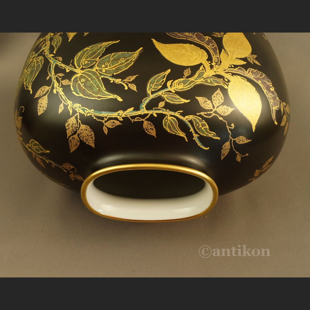 Ręcznie malowany wazon Rosenthal czarno złoty Ręcznie malowany wazon Rosenthal czarno złoty