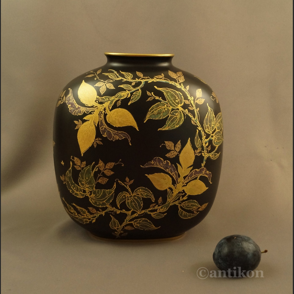 Ręcznie malowany wazon Rosenthal czarno złoty Ręcznie malowany wazon Rosenthal czarno złoty