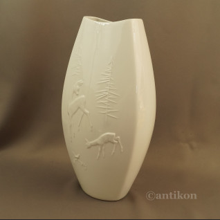 Wazon myśliwski biały z sarnami wys. 37 cm Wazon myśliwski biały z sarnami wys. 37 cm