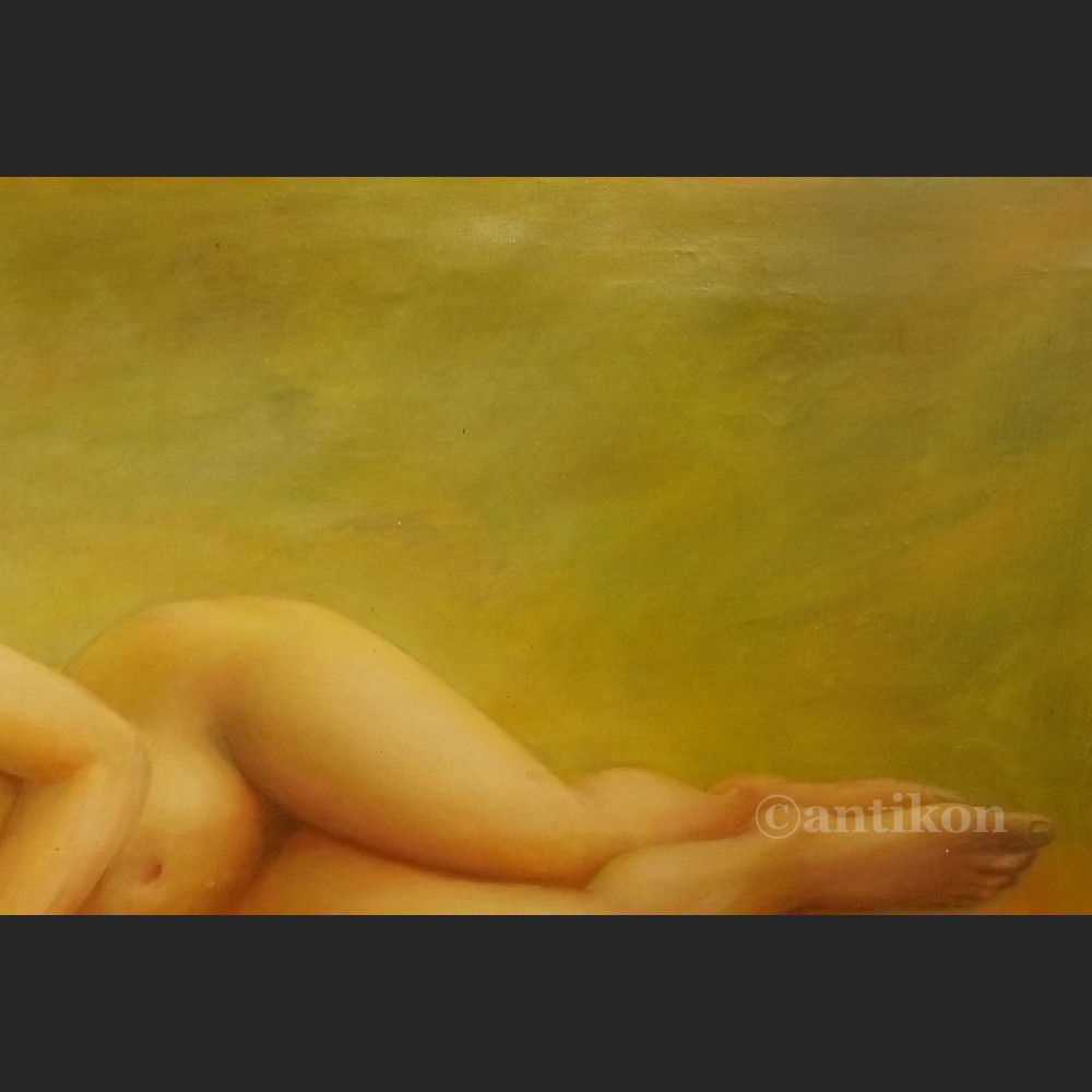 Obraz olejny akt kobiety z książką 