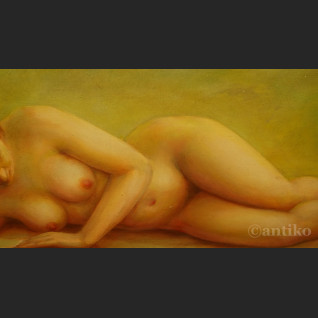 Obraz olejny akt kobiety z książką 