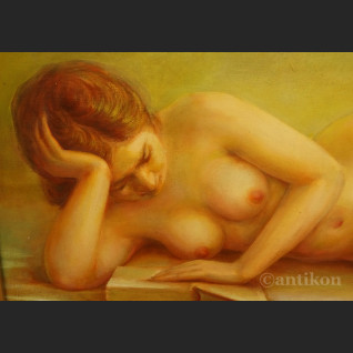 Obraz olejny akt kobiety z książką 