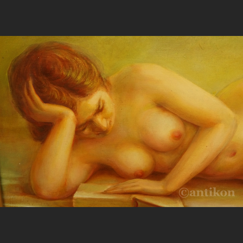 Obraz Akt kobiety z książką olejny  Obraz Akt kobiety z książką olejny