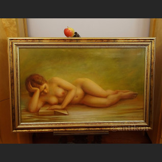 Obraz Akt kobiety z książką olejny  Obraz Akt kobiety z książką olejny