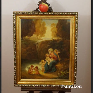 Madonna z aniołami przy wodospadzie obraz olejny Madonna z aniołami przy wodospadzie obraz olejny