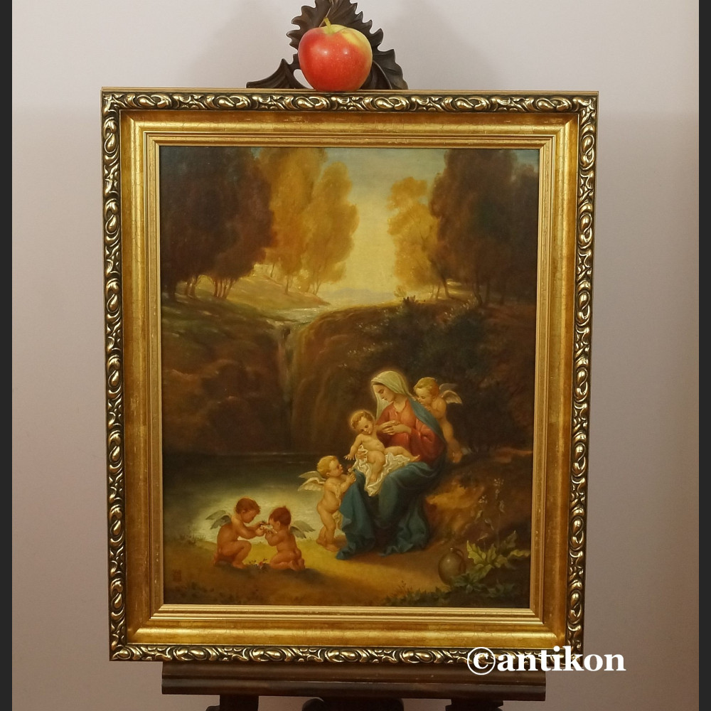 Madonna z aniołami przy wodospadzie obraz olejny Madonna z aniołami przy wodospadzie obraz olejny