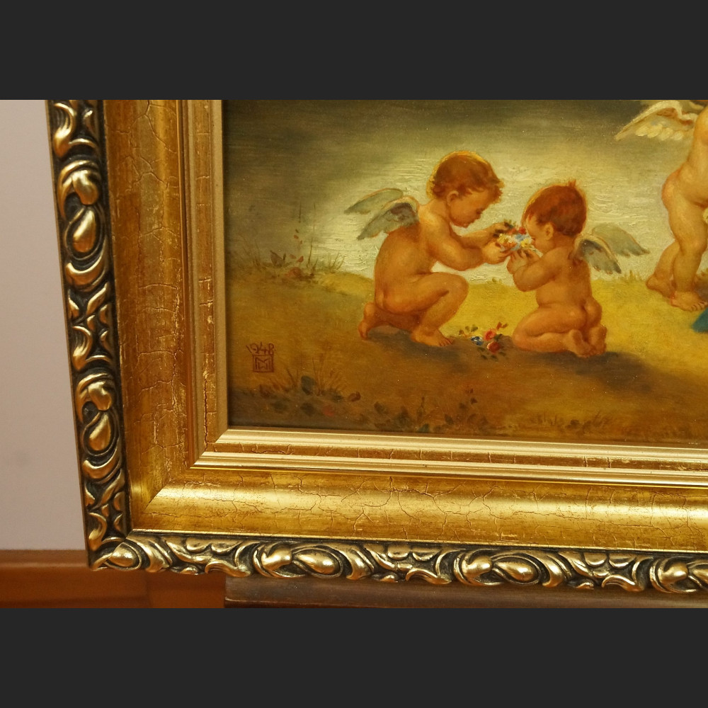 Madonna z aniołami przy wodospadzie obraz olejny Madonna z aniołami przy wodospadzie obraz olejny