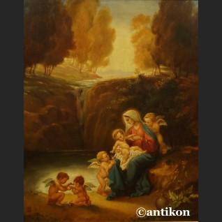 Madonna z aniołami przy wodospadzie obraz olejny Madonna z aniołami przy wodospadzie obraz olejny