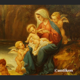 Madonna z aniołami przy wodospadzie obraz olejny Madonna z aniołami przy wodospadzie obraz olejny
