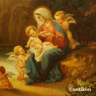 Madonna z aniołami przy wodospadzie obraz olejny Madonna z aniołami przy wodospadzie obraz olejny