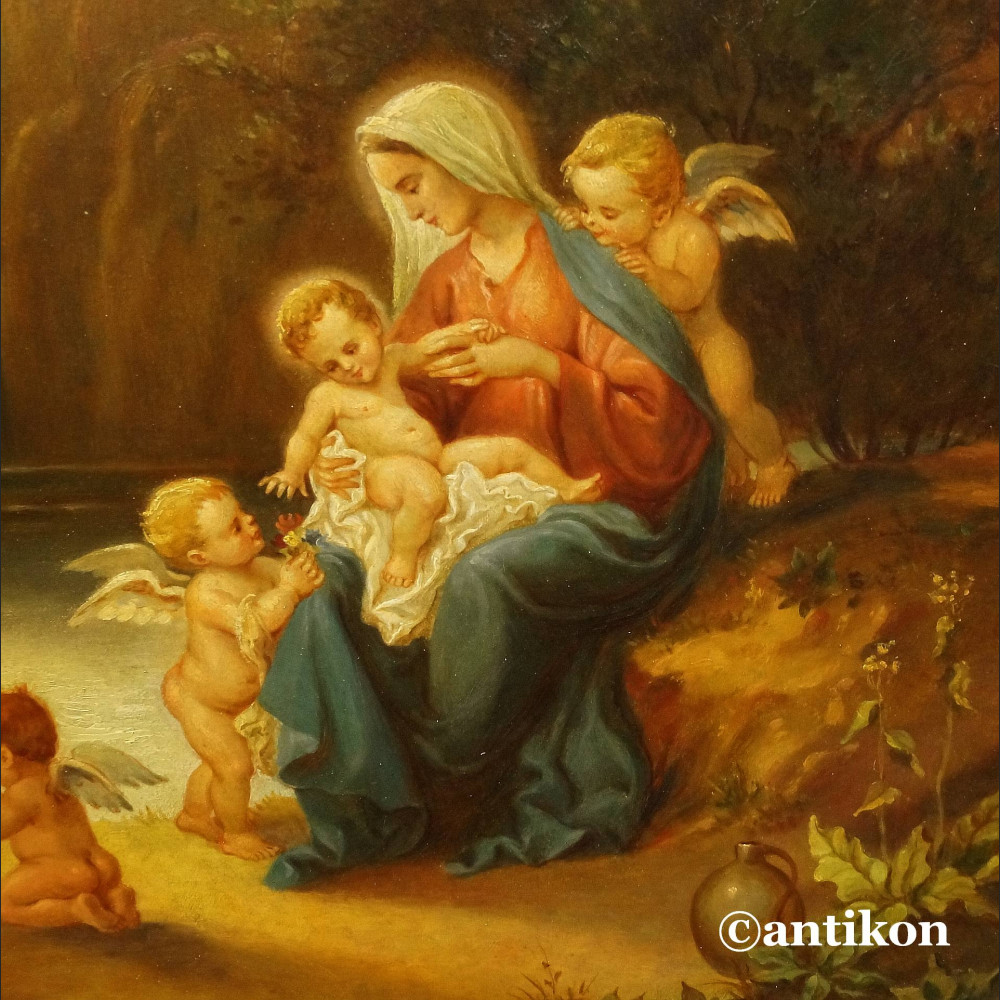 Madonna z aniołami przy wodospadzie obraz olejny Madonna z aniołami przy wodospadzie obraz olejny