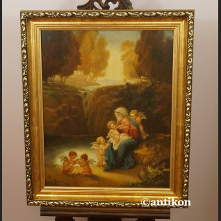 Madonna z aniołami przy wodospadzie obraz olejny Madonna z aniołami przy wodospadzie obraz olejny