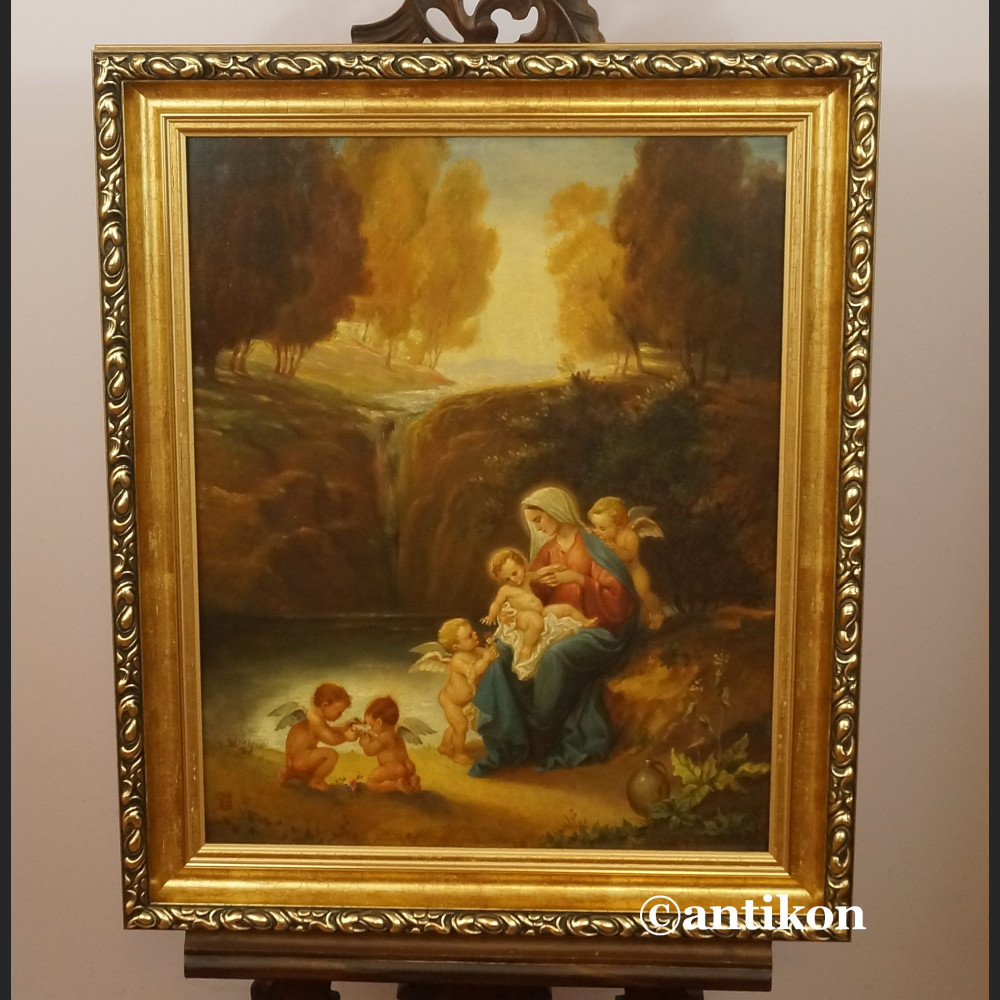 Madonna z aniołami przy wodospadzie obraz olejny Madonna z aniołami przy wodospadzie obraz olejny