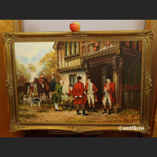 Obraz myśliwski przed dworem salonowy Obraz myśliwski przed dworem salonowy