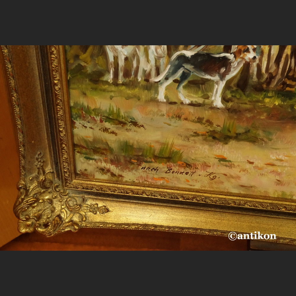 Obraz myśliwski przed dworem salonowy Obraz myśliwski przed dworem salonowy