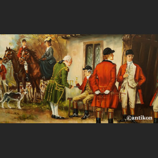 Obraz myśliwski przed dworem salonowy Obraz myśliwski przed dworem salonowy