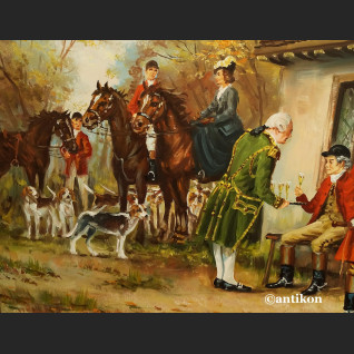 Obraz myśliwski przed dworem salonowy Obraz myśliwski przed dworem salonowy