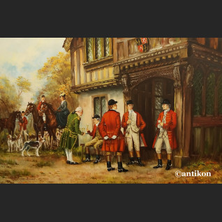 Obraz myśliwski przed dworem salonowy Obraz myśliwski przed dworem salonowy