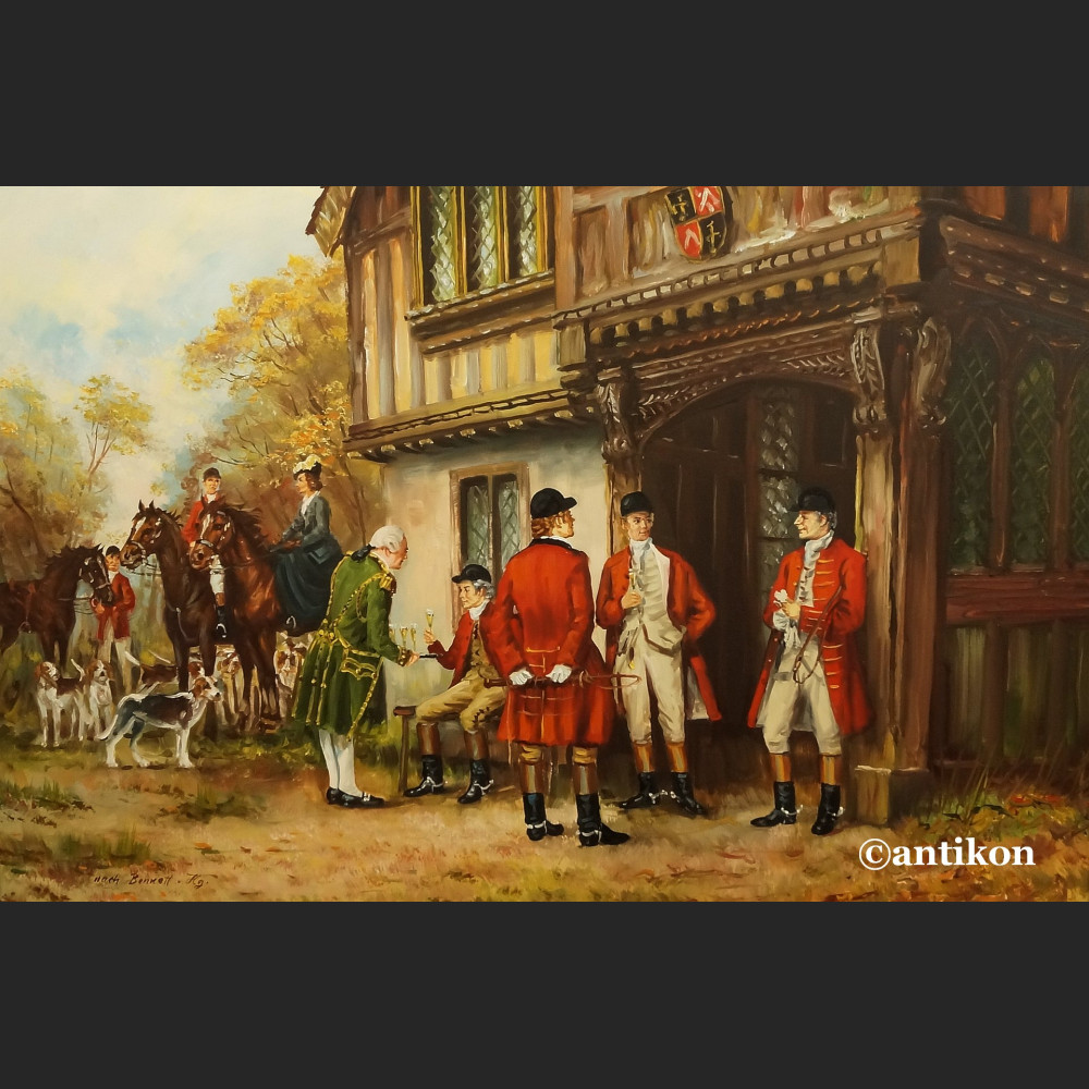 Obraz myśliwski przed dworem salonowy Obraz myśliwski przed dworem salonowy